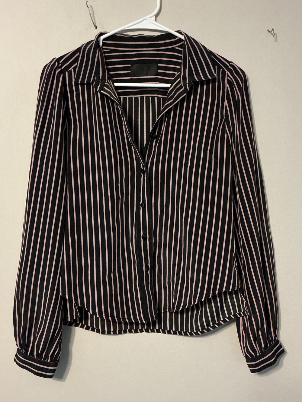 RtA Black and Blush-Pink Striped Button-Down Shirt